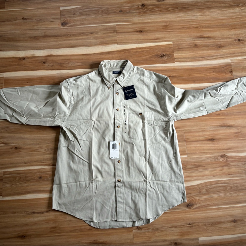 MENS LARGE ARROW BEIGE DRESS SHIRT